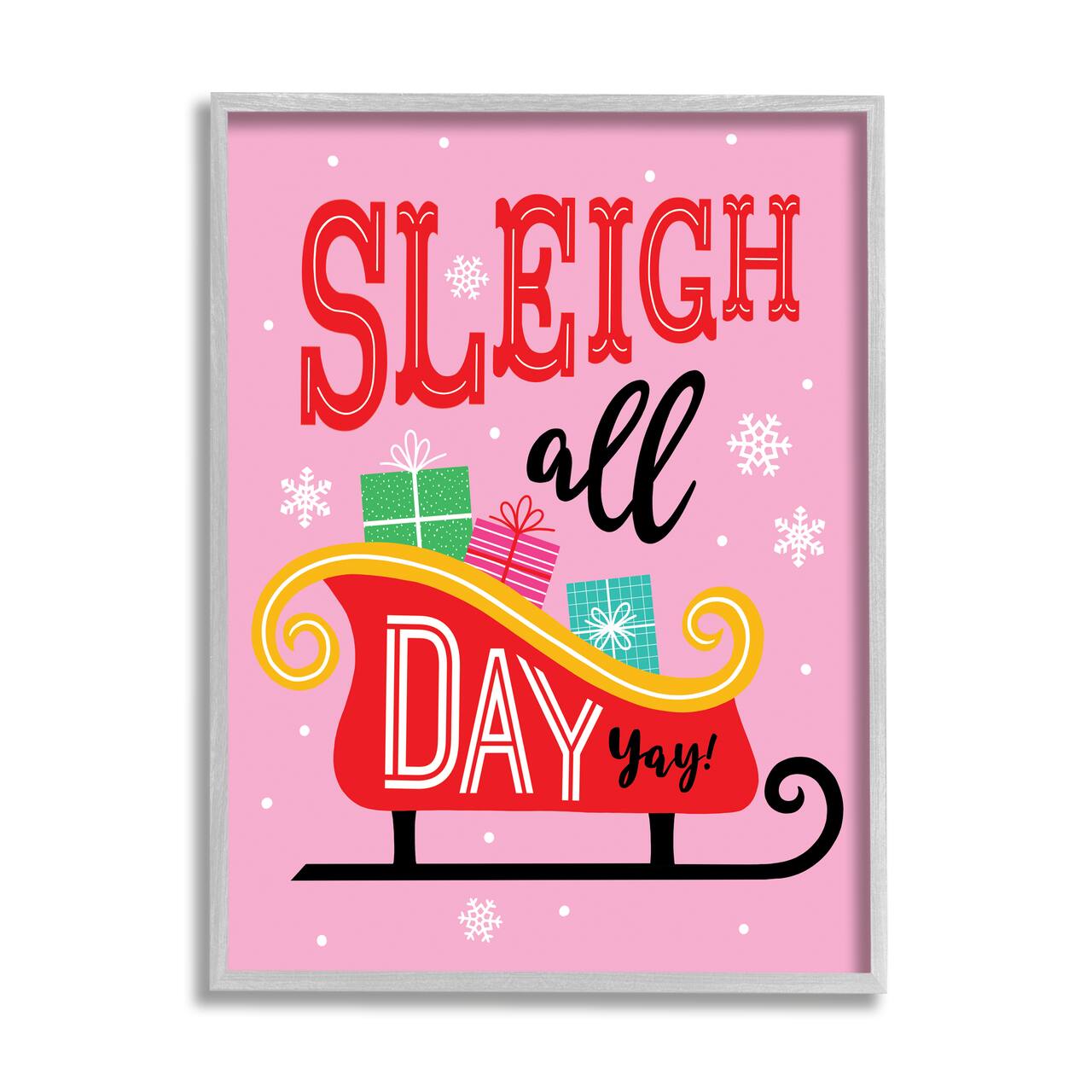 Stupell Industries Sleigh All Day Bold Gift Sled Framed Giclee Art
